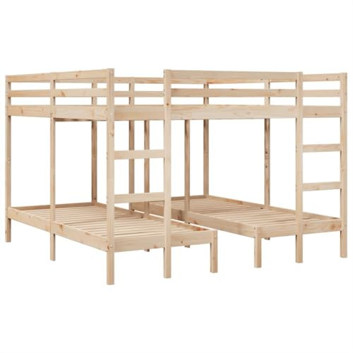 vidaXL Dreifach Etagenbett, Bettgestell mit Lattenrost Rausfallschutz, Bett für Kinder Jugendliche Erwachsene, Kinderbett Holzbett, 200x200/80x200cm Massivholz Kiefer