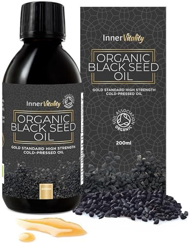 Black Seed Oil Organic Gold Standard Cold Pressed High Strength Up to 5X% - Pure Virgin Oil also known as Kalonji by Inner Vitality