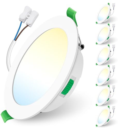 ALUSSO LIGHTING 10W LED Einbaustrahler 230V,Einbaustrahler Led Dimmbar,Deckenspots 750 Lumen,3CCT 3000K 4000K 6500K Einstellbar Einbauleuchten,IP44 Deckenstrahler für Badezimmer,Küche, 6er Set,Weiß
