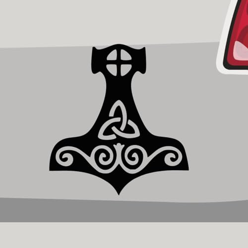 Stickerfreaks Aufkleber - Thor's Hammer Walhalla Mjölnir - Sticker, Folienaukleber für Auto, Motorrad, Fahrrad, Laptop, LKW (6,5x6cm | Schwarz)