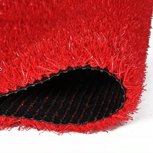 Gazon synthétique rouge 2 x 2,5 m pour intérieur/extérieur avec 2,5 cm de hauteur et trous de drainage, aspect réaliste pour les zones à fort trafic
