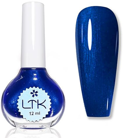 Pearl Nail Polish - Pearlescent Blue Nail Polish - Quick Dry Blue Glitter Nail Varnish - Shimmer Dark Blue Nail Polish 60 Seconds Air Dry - No Bake Royal Blue Nail Polish Long Last