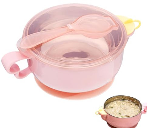 Bol isotherme avec poignée – Bol à soupe isolé en acier inoxydable, bol thermique à double paroi | Bol alimentaire retenant la chaleur avec couvercle, bol de service isolé Durable pour les repas chaud