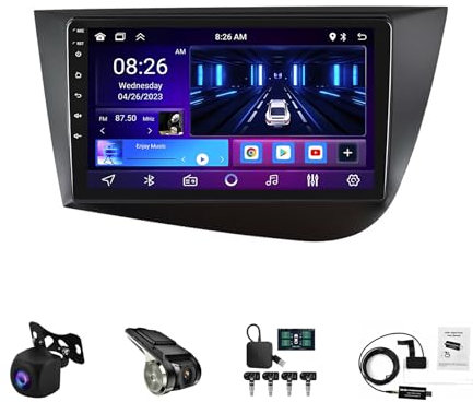 9 Pulgadas HD Pantalla Táctil Android 13 Yihyati Radio Coche para Seat Leon 2005-2012 Bluetooth 2 DIN Autoradio con CarPlay AHD Cámara Trasera GPS Navegación Control En El Volante(W1 1+32G)