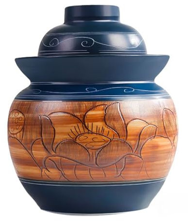 Keramik Gärtopf, Gurkentopf mit Deckel Sauerkrauttopf aus Steinzeug Einmachtopf Keramikfass Steinzeuggefäß Tontopf Steingut,Keramik Gurkentopf Gärtopf Einlegetopf Ru B-10L