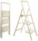 Heavy Duty 3 Step Folding Ladder with Handrail, Wide Anti-Slip Platform 330lbs Load Portable Steel Step Stool for Home Kitchen Loft & Library Compact Sturdy Stepladder for Easy Climbing (White)