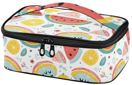 OWFKAY Lonchera para hombres y mujeres, pequeña lonchera aislada con asa, portátil, térmica, para el trabajo, la escuela, picnic al aire libre + fruta, sandía, limón y arco iris