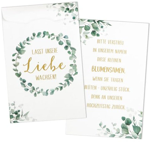 MEJOSER Gastgeschenke Hochzeit, 50 Stück Tütchen Lasst unsere Liebe Wachsen, Samentüten Klein Geschenktüten zum Befüllen Papier, Hochzeitsgeschenk für Gäste, Hochzeitsgastgeschenke