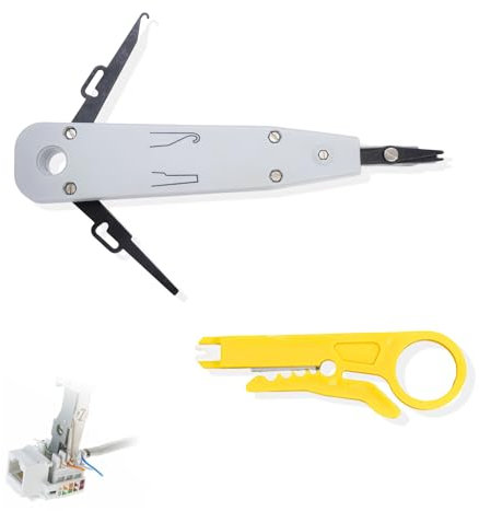 Weilin Punch Down Tool, Ethernet Punchdown Tool with Wire Stripper Combo for RJ45 Cat5 Cat6 Cat7 and Telephone Cable Terminal Insertion Tools with Wire Stripper Combo