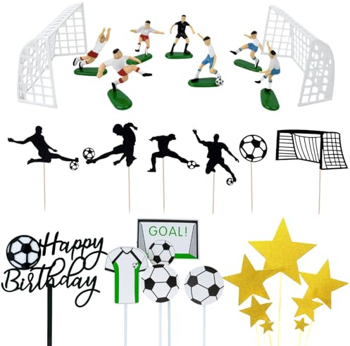 28 Pcs Football Cake Topper Set, Personalized Soccer Birthday Cake Toppers for Men, Boys, and Father's Day, Perfect for Football-Themed Parties