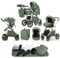 Lnhcrbs Kinderwagen 3 in 1,Kinderwagen & Buggys mit Autositz mit verstellbarem Griff,Kinderwagen mit Feststellbaren Vorderrädern, für 22 kg, 0-4 Jahre（Grün）