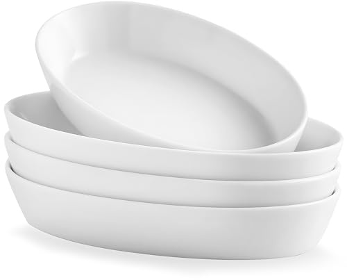UIBFCWN Au Gratin Baking Dishes, 7.5''x4.5'' Ceramic Oval Baking Dish for Single Serving, Individual Casserole Dishes Oven Safe, Au Gratin Pans for Lasagna & Cobblers, 11.5oz, Set of 4