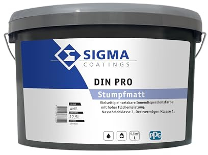 Sigma Din PRO Innendispersionsfarbe Wandfarbe weiß 12,5L - Nachfolger von Deko Matt