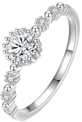 Tolldek Solitärring Weißgold 9K/14K/18K, Zierlich Freundschaftsringe mit Moissanit Echt Goldschmuck, Hochzeitsring Au 375/585/750 Weiß Gold, Gr.47-65