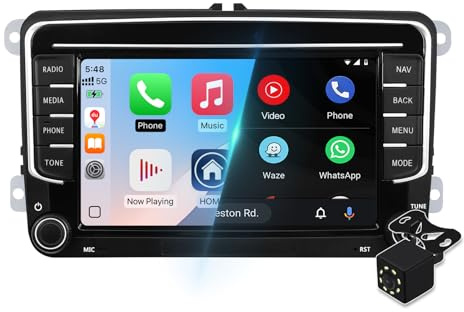 7 Inch Android 14 Car Multimedia Player Radio Stereo for VW Polo Golf Passat Caddy for Octavia Seat with Wireless CarPlay Android Auto WiFi Mirror Link SWC GPS Navi BT FM Backup Camera 2G 64G