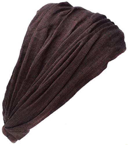 Gheri Elastisches Hippie-Bandana-Stirnband aus Baumwolle, einfarbig, braun