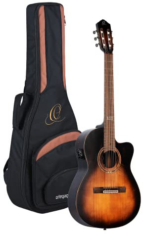 Ortega Guitars Konzert Gitarre Elektro-Akustisch – Slim Neck, Thinline Body – The Private Room Series – Inklusive Gig Bag – Massive Fichte, Mahagoni, Mehrfarbig (DSSUITE-C/E)