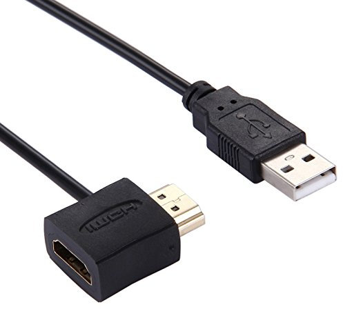 SM-PC®, 0,5m HDMI Stecker/Buchse auf USB Stecker build-in Adapterkabel (USB-Powered) #090