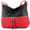 modamoda de T159 Damen Leder Umhängetasche Schultertasche Medium handmade in Italy, Farbe:Schwarz/Rot