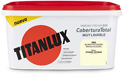 TITANLUX Cobertura Total pintura para paredes, Blanco Algodón, 4 L