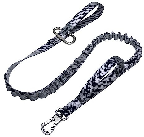 ECCELLENTE ELITE SPANKER Guinzaglio tattico Bungee per cani Guinzaglio militare per cani Elastico Marrone Nero Guinzaglio da passeggio Guinzaglio da addestramento(Grigio)