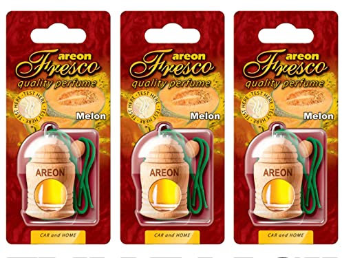 Fresco Areon Lufterfrischer für Auto und Zuhause, Duft Melon, 3 Stück