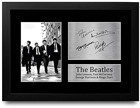 HWC Trading The Beatles A4 Enmarcado Regalo De Visualización De Fotos De Impresión De Imagen Impresa Autógrafo Firmado Por Aficionados A La Música