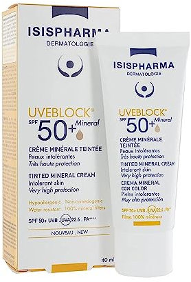 ISISPHARMA UVEBLOCK Spf 50+ Minérale Crème Minérale Teintée - Protection solaire - Fabrication Française