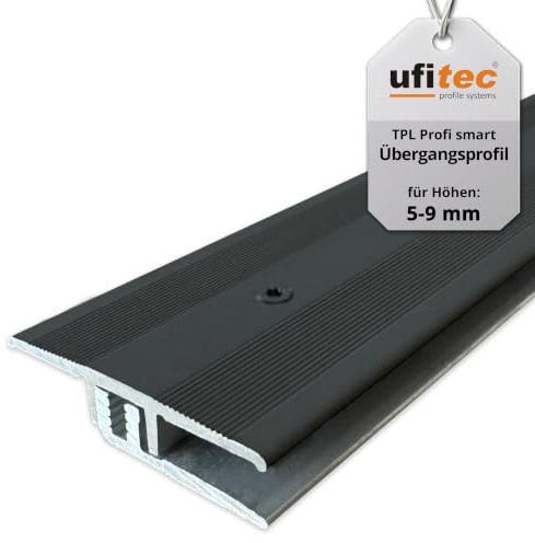 ufitec® Profi Smart smart Profilsystem für Vinylböden - geeignet für Belagshöhen von 5-9 mm - ALU eloxiert - Bronze Dunkel - (Dehnungsfugenprofil - Länge: 90 cm, Bronze Dunkel)