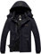 GEMYSE Homme Veste de Ski Imperméable de Montagne Manteau d'hiver Extérieur en Polaire Coupe-Vent avec Capuche(Noir,XL)