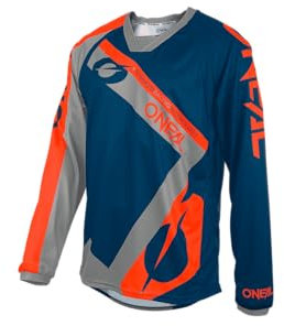O'NEAL | Motocross-Shirt Langarm | MX MTB Mountainbike | Leichte Materialien, Atmungsaktives Material, Bequeme & lockere Passform | Element FR Jersey Hybrid | Erwachsene | Blau Orange | Größe M