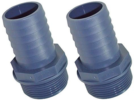 Doppelpack 2 Stück PP Schlauchtülle Ø 38 mm x 1 ½ Zoll Außengewinde, für Garten, Pool, Haus etc.