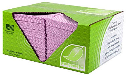 Fresh Towel Foodservice Wiederverwendbare Papierhandtücher – 1/4-Falz, 33 x 50,8 cm – Rosa gerades Linienmuster (1 Box mit 200 Stück) Allzweck-Reinigungstücher