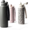 MAMEIDO Botella Agua Acero Inoxidable 1,2l - Botella Termica con Pajita, Botella Agua Gimnasio sin BPA, Cantimplora estanca, Termo con Correa de Transporte, Water Bottle (Vintage Vogue, 1200ml)