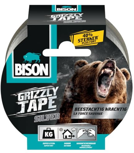 Bison Grizzly Tape 48mm x 10m Zilver