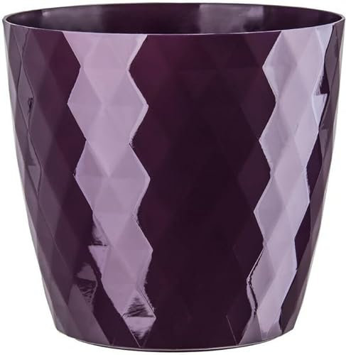 B2C Flowerpot Round Plastic plant pot Crystal Modern Decorative Small Medium Large 7 sizes 9 coolours (Plum, 30 cm)