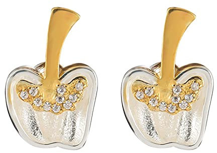 LOKILOKI 925 Sterling Silber Apfel Zirkon Ohrstecker Neuheit Ohrringe Für Frauen Luxus Palace Stil 18k Gold Weibliche Vintage Schmuck