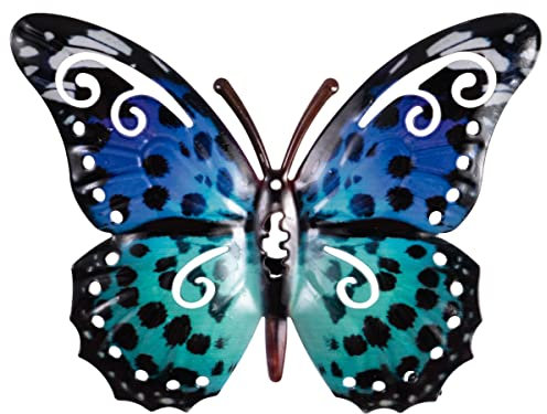 CIM Metall Wand-Deko - Schmetterling Blue DOTS Mini - 17cm - tierische 3D Wandbilder - Wandschmuck inkl. praktischer Wandbefestigung – Lebhafte Wandskulptur - Geschenkidee