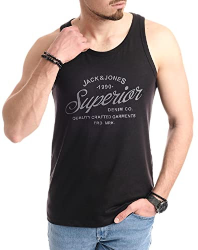 JACK & JONES Herren Tank-Tops Vielfältige Prints | Schmale Passform und atmungsaktive Baumwolle (Tt-opt-12 (Nala TT, L))