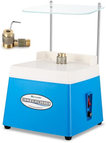 Mxmoonant Smerigliatrice di Vetro, Adatto per Vetro Colorato, Ceramica, Mosaico, include un Tappo e 2 Teste di Molatura Diamantate (Spina UE)