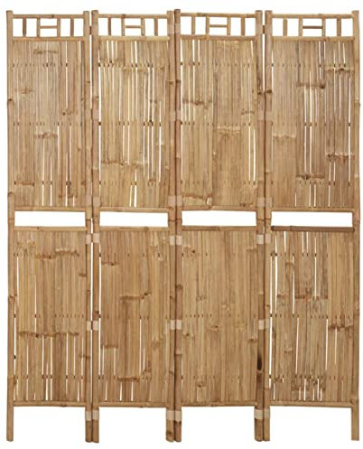 ZHOUMIN Paravent à 4 panneaux en bambou 160 x 180 cm, paravent, paravent d'intérieur, paravent de jardin