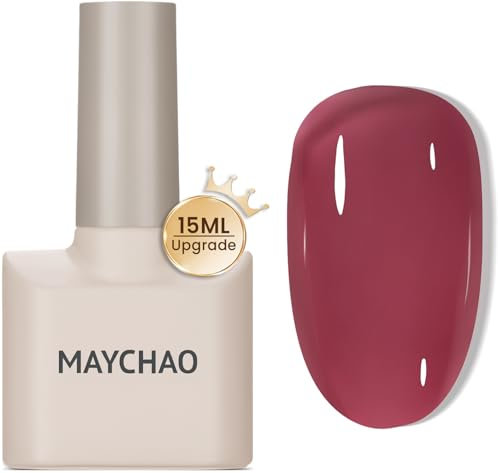 MAYCHAO Jelly Gel Nail Polish -15ML Jelly Plum Gel Polish Soak Off UV LED Translucent Plum Nail Varnish French for DIY Manicure Home Salon