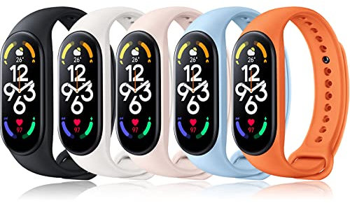 BANGTING Cinturino Compatibili con Xiaomi Mi Band 7 / Mi Band 6 / Mi Band 5 / Amazfit Band 5, Bracciale per Mi Smart Band 7 (5 Colori)