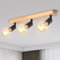 ANWIO Holz Deckenstrahler Schwarz 3 Flammig, Deckenlampe E27 Wohnzimmer Deckenleuchte Vintage Wandlampe für Wohnzimmer Schlafzimmer Küche (Ohne Leuchtmittel) EUC-EA190812-27-03RB-1U