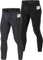 Roadbox Kompressionshose Herren Laufhose Lang für Sport, Training, Fitness, Radfahren, Yoga, Wandern, Basketball (2er Pack Tasche:Schwarz+Grau, XXL)