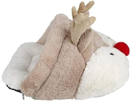 Katzenbett Haustierbett Weihnachten Elch Form Kleine Haustier Haus Weiche Katze Hund Schlafen Bett Tasche Winter Warme Welpen Hund Katze Haustier Bett Maschine Waschbar Hundesofa Schlafen ( Size : 50*