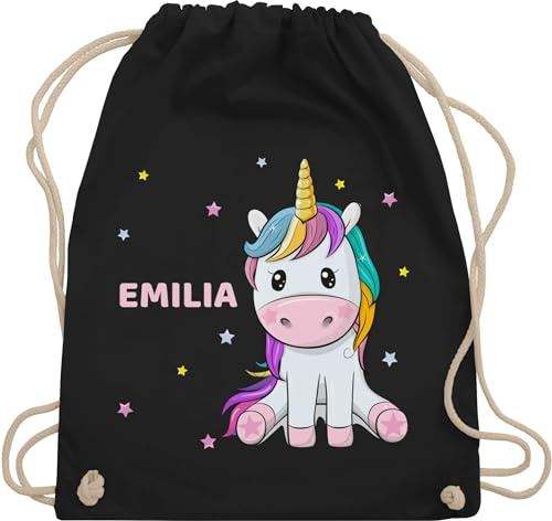 Turnbeutel Rucksack - Einhörner - Einhorn Unicorn - Unisize - Schwarz - turn beutel einhornrucksack unicorns stoffbeutel kindergarten kinderturnbeutel einhörnern sportbeutel kinder