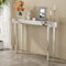 Artloge Konsolentisch Silber Spiegelglas Flurtisch Schmal, Konsole Wohnzimmer Tisch Deko Flurregal Modern Glastisch für Wohnzimmer 120×32×80cm