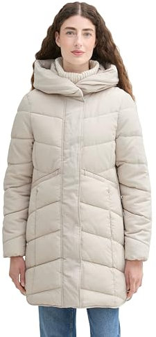 TOM TAILOR Damen Puffer Parka mit Kapuze, 12365 - Dusty Beige, XL