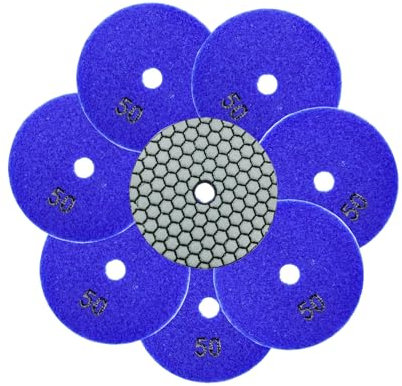 QUEFORET Almohadillas de Pulido de Diamante Grano 50-8 Piezas 100mm Discos para Pulir Mármol Granito Cuarzo Piedra en Seco